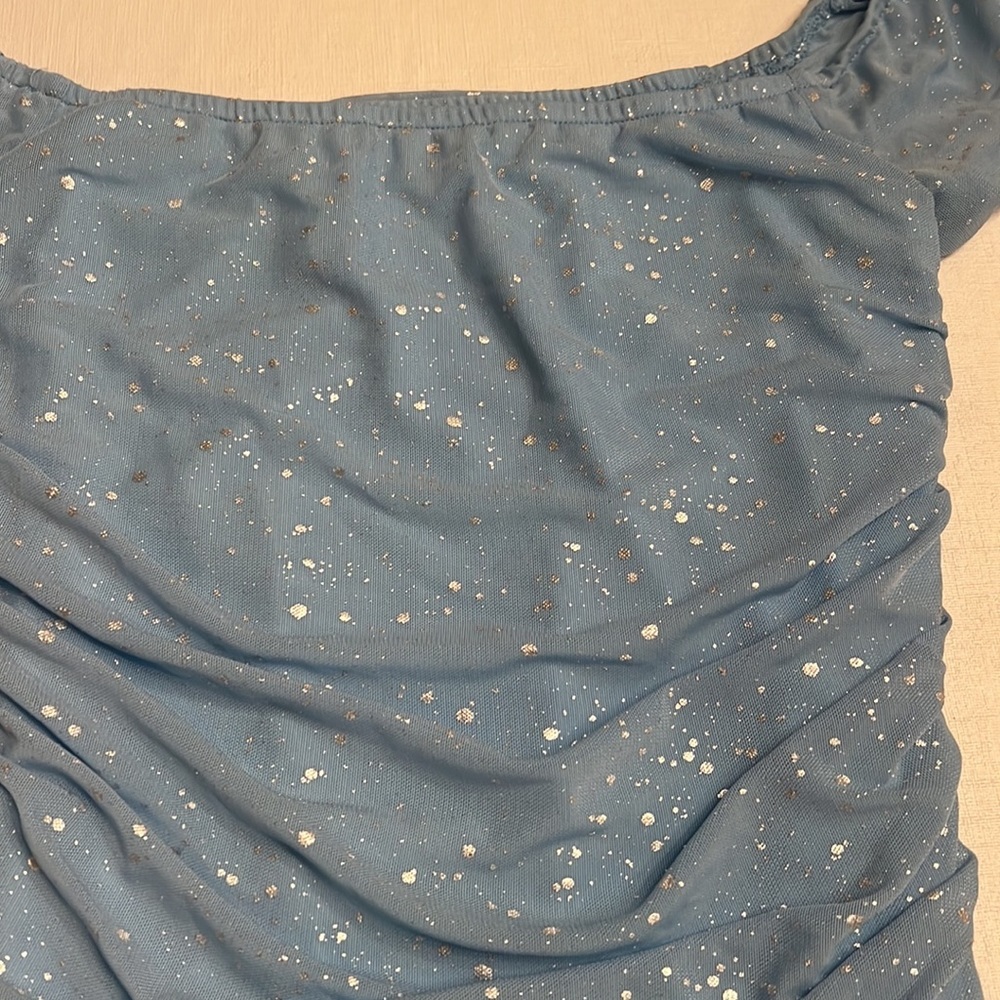 Light Blue Off-Shoulder Bodycon Dress - Picture 4 of 8